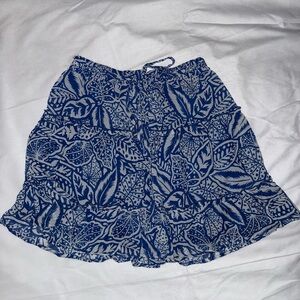 Blue Leaf Print Women's Skirt